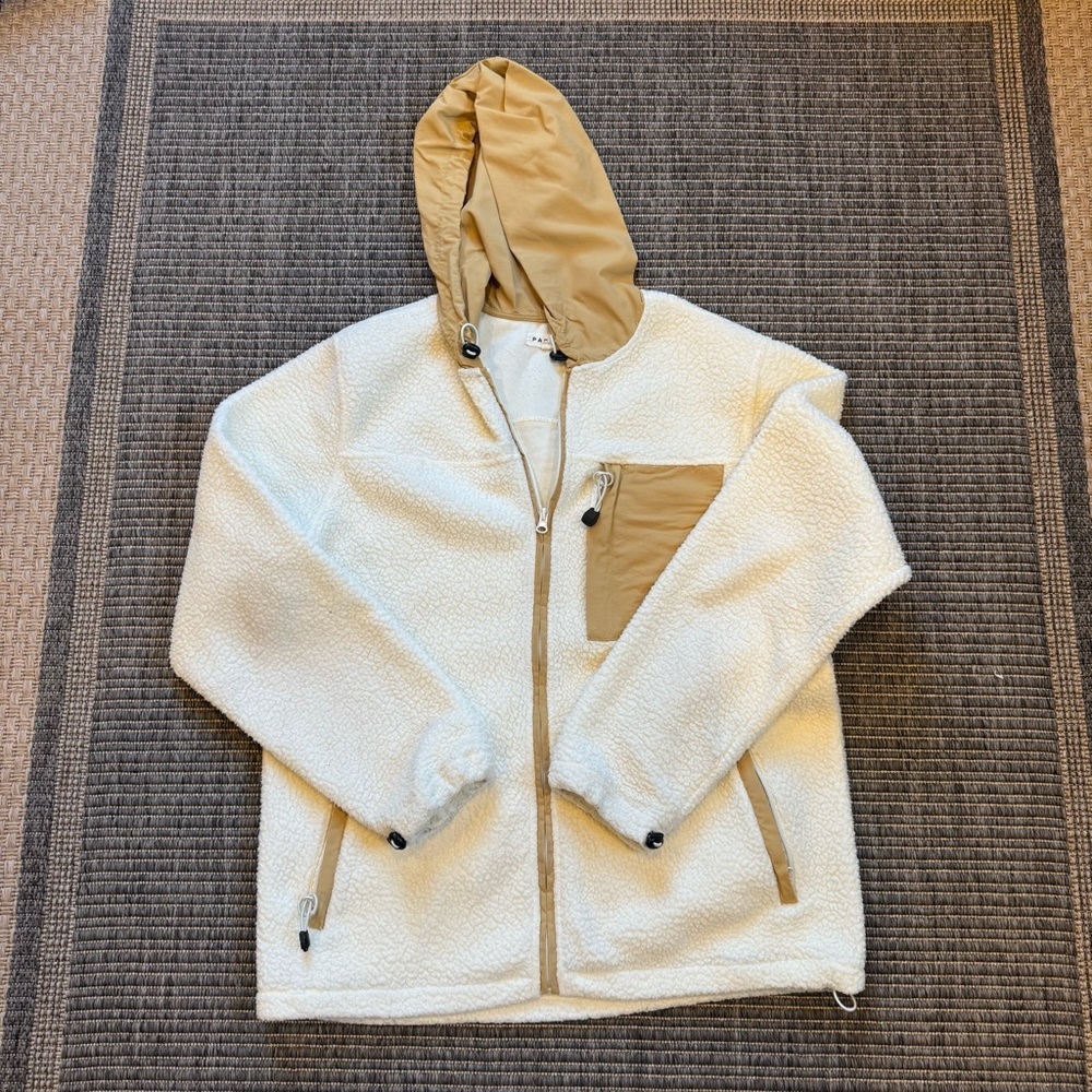 PacSun Men’s Cream and Tan Sherpa Jacket